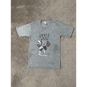 Vintage 80s Womens Tee Single Stitch Gray American Football NFL BEAST, Size XS